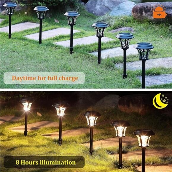 6 Pack 25 Lumen Solar Powered Pathway Lights,Super Bright SMD LED Outdoor Lights - Picture 2 of 8